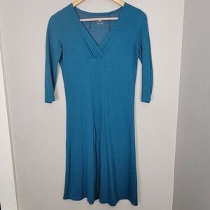 Horny Toad Redolent 3/4 Sleeve Teal V neck dress XS